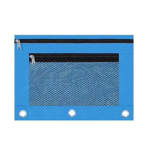 Binder Pencil Pouch Bag with Zipper and Mesh Window