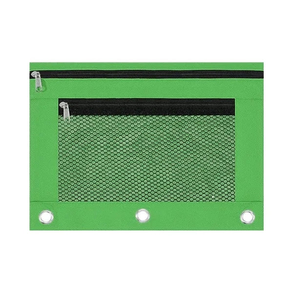 Binder Pencil Pouch Bag with Zipper and Mesh Window