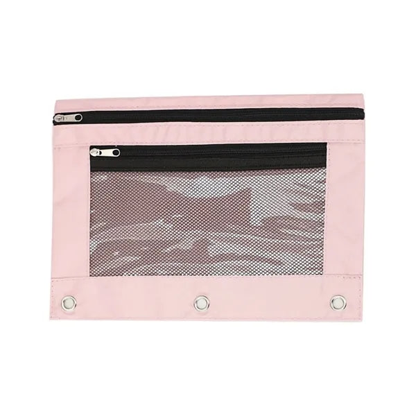 Binder Pencil Pouch Bag with Zipper and Mesh Window