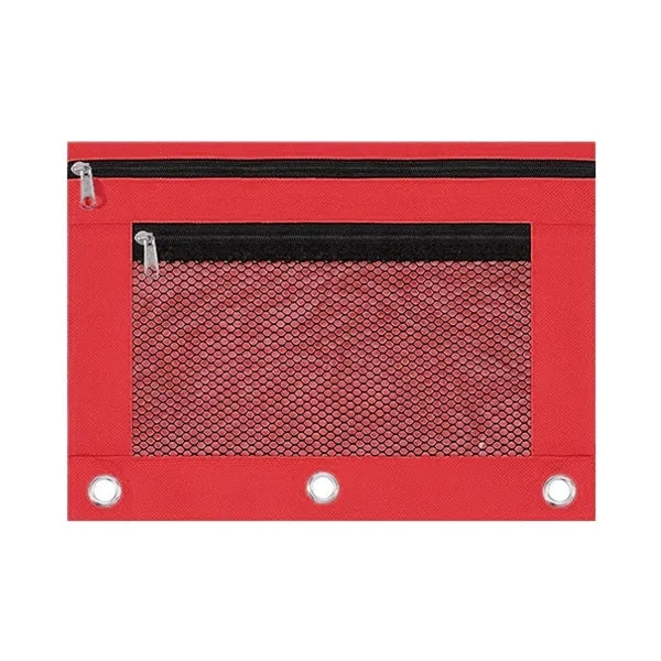 Binder Pencil Pouch Bag with Zipper and Mesh Window