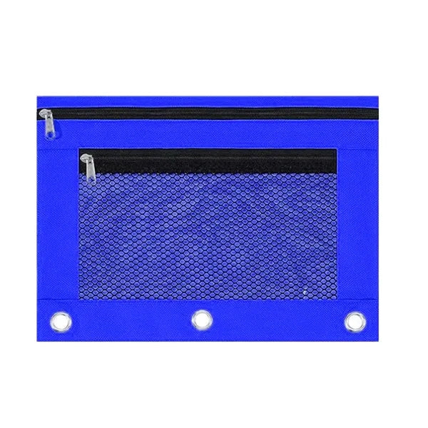 Binder Pencil Pouch Bag with Zipper and Mesh Window