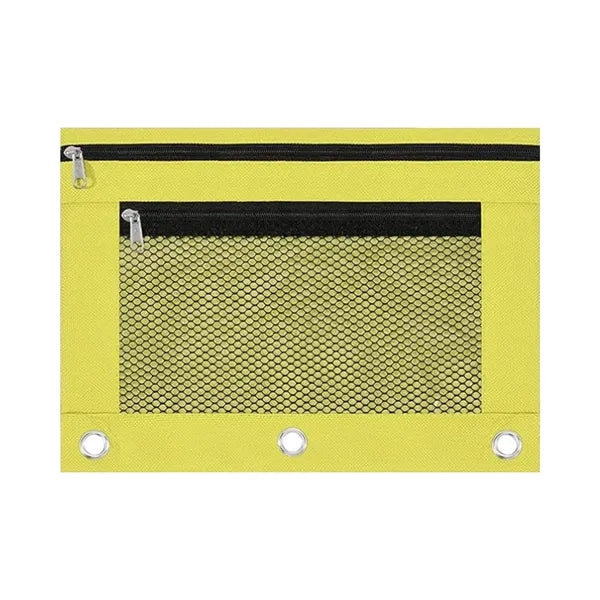Binder Pencil Pouch Bag with Zipper and Mesh Window