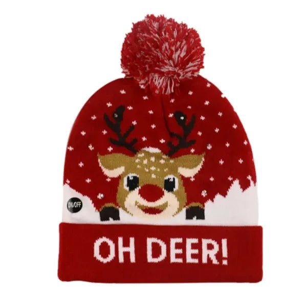 LED Light-Up Christmas Caps, Unisex Santa Beanies, Xmas Hats