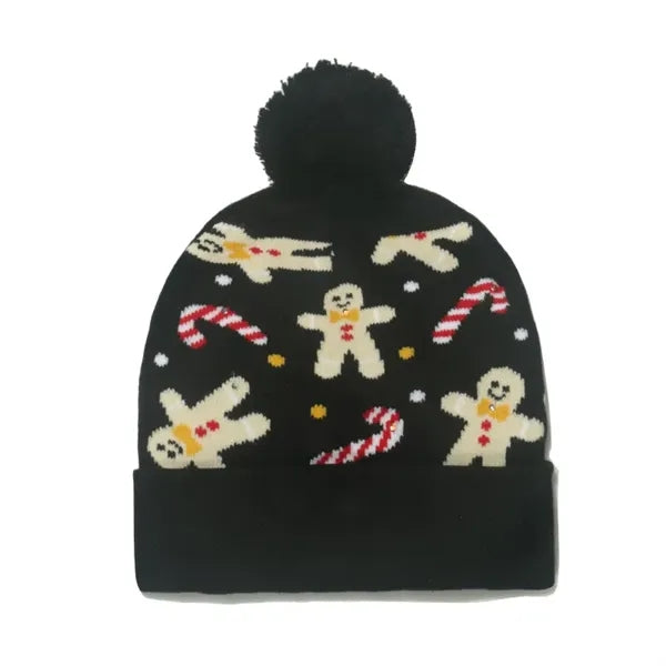 LED Light-Up Christmas Caps, Unisex Santa Beanies, Xmas Hats