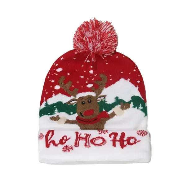 LED Light-Up Christmas Caps, Unisex Santa Beanies, Xmas Hats