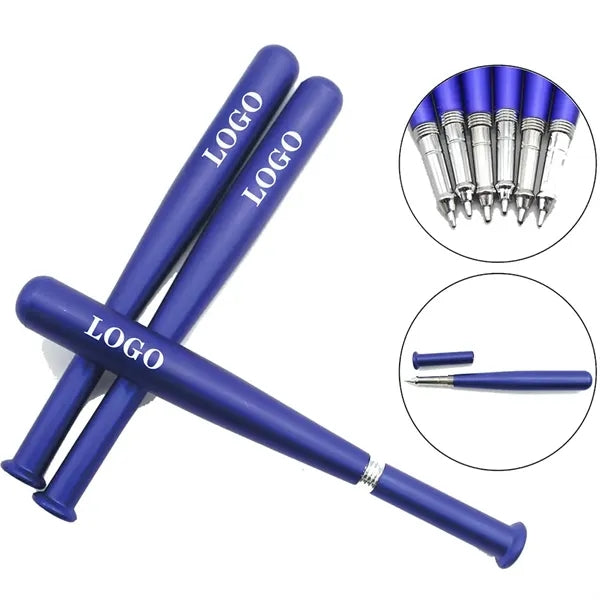 Plastic Matte Finish Baseball Bat Snap-On Cap Ballpoint Pen