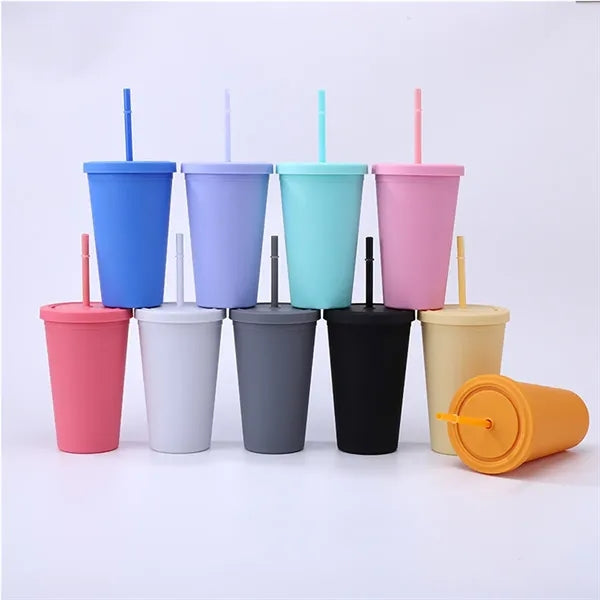 16Oz Plastic Straw Cup