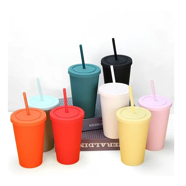 16Oz Plastic Straw Cup