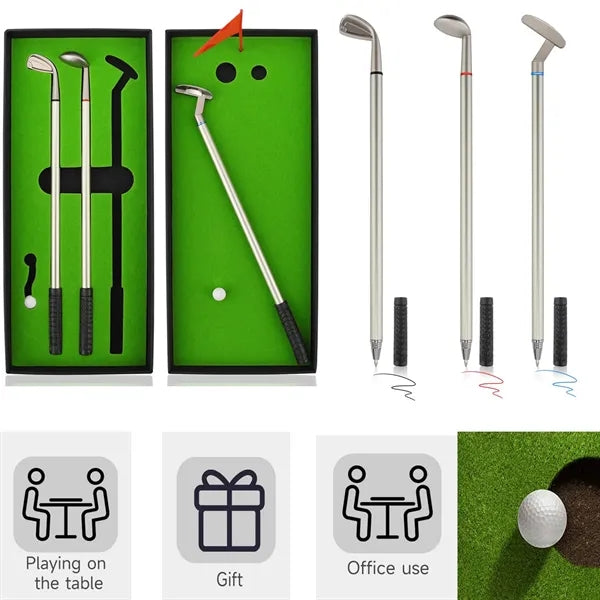Golf Ballpoint Pen Set Desktop Games Office Desk Toys Funny