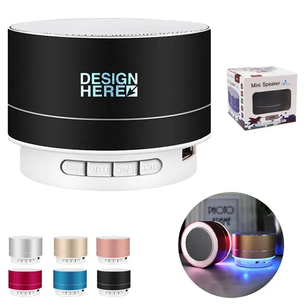 Wireless Cylinder Bluetooth Speaker With LED Light