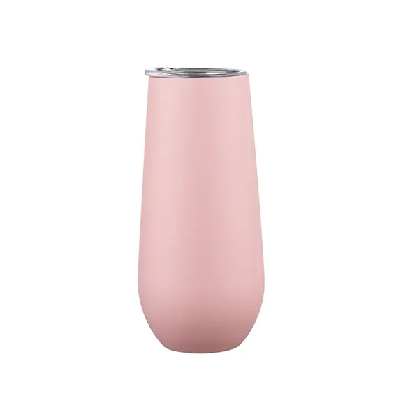 6 OZ Double Insulated Champagne Flute Tumbler with Lid