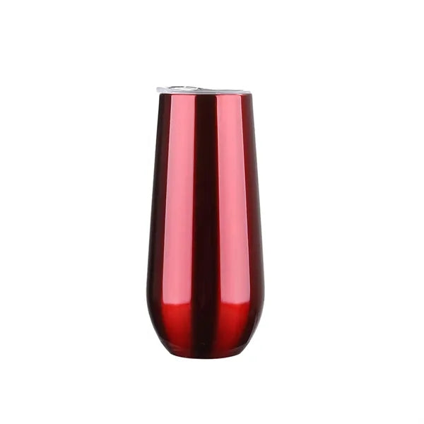 6 OZ Double Insulated Champagne Flute Tumbler with Lid
