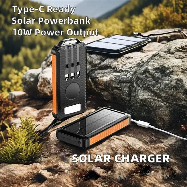 Built-in cables Wireless Charging Outdoor Solar Power Bank