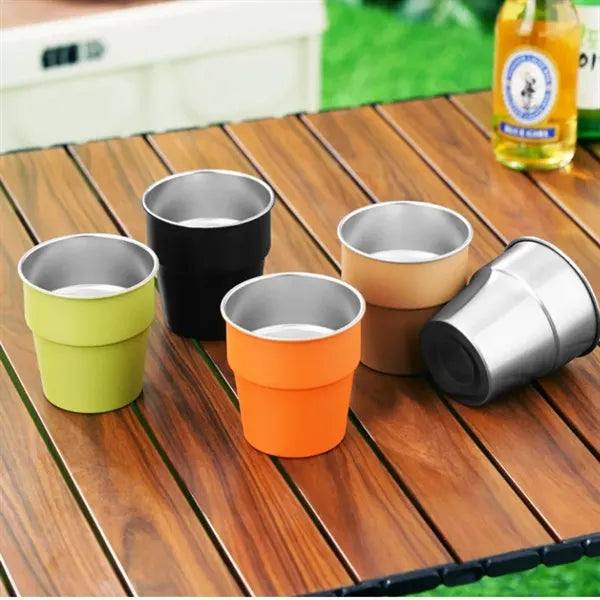 Stackable outdoor stainless steel camping beer cup