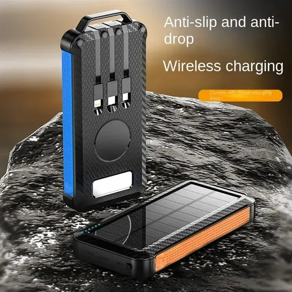 Portable 10000mah Solar Power Bank with Wireless Charger