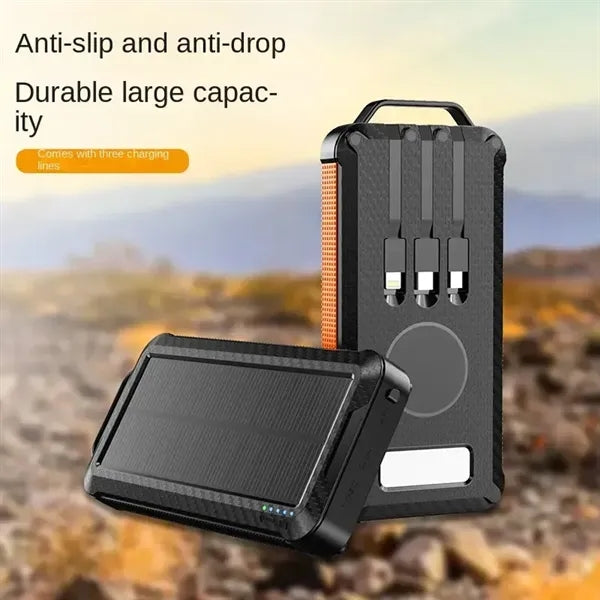 Portable 10000mah Solar Power Bank with Wireless Charger