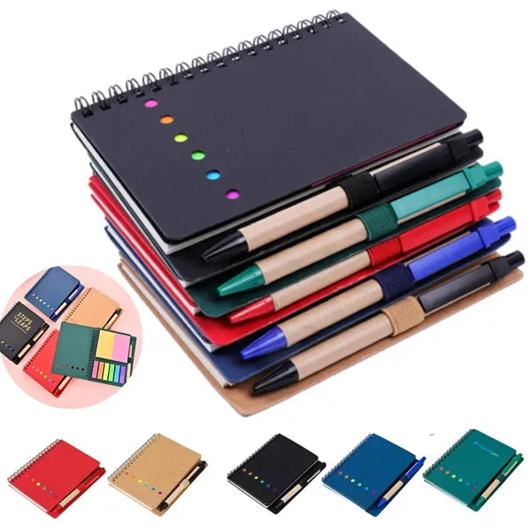 Spiral Notebook Lined Notepad With Pen And Sticky