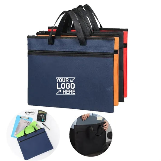Portable A4 Zipper Large Pocket File Bag with Handle