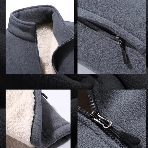 Men's Fleece Jacket Full-Zip Work Coat Thermal Windbreaker
