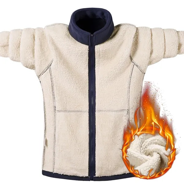 Men's Fleece Jacket Full-Zip Work Coat Thermal Windbreaker