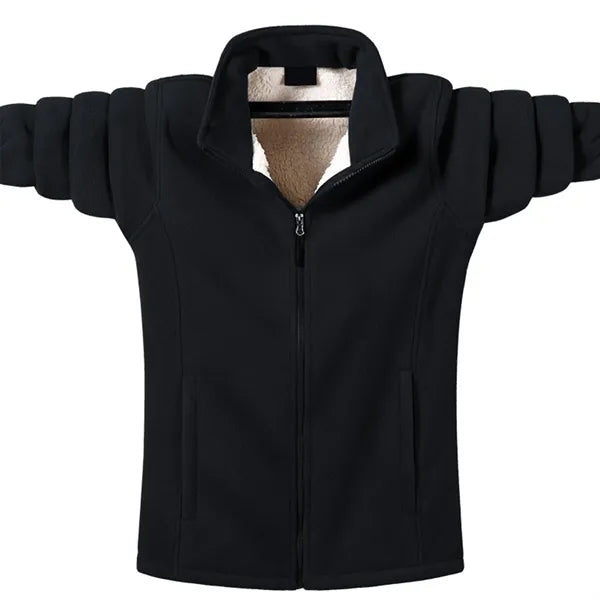 Men's Fleece Jacket Full-Zip Work Coat Thermal Windbreaker