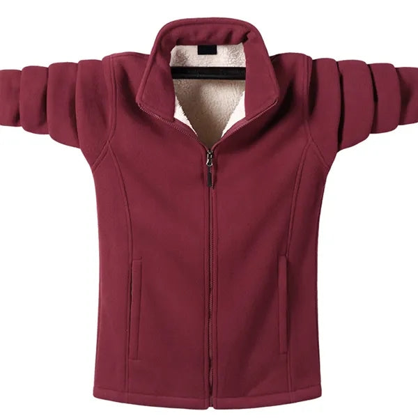 Men's Fleece Jacket Full-Zip Work Coat Thermal Windbreaker