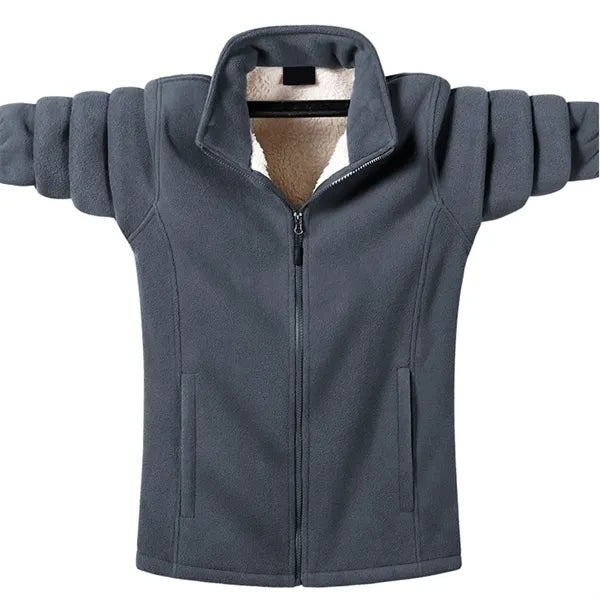Men's Fleece Jacket Full-Zip Work Coat Thermal Windbreaker
