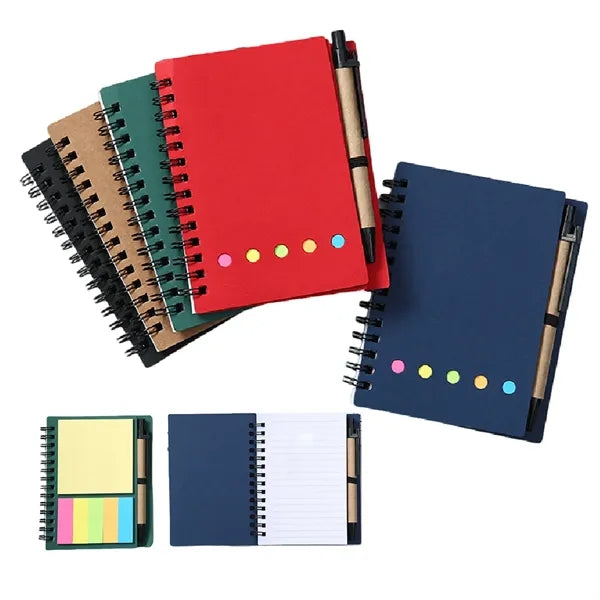 Kraft Paper Notebook W/ Sticky Notes and Pen Combo