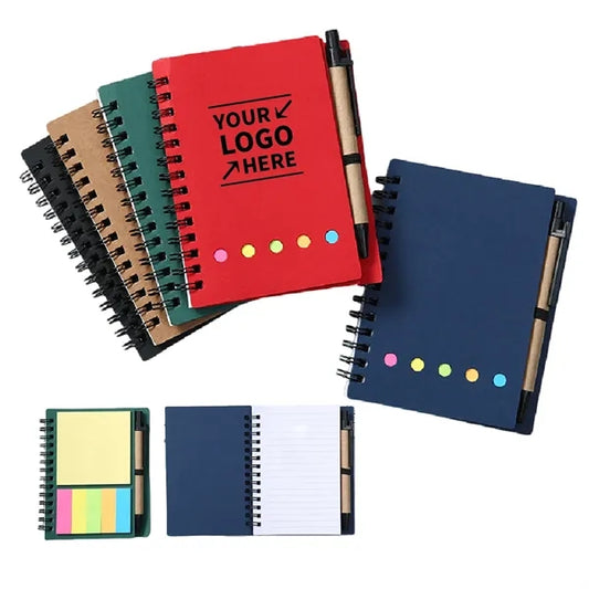 Kraft Paper Notebook W/ Sticky Notes and Pen Combo