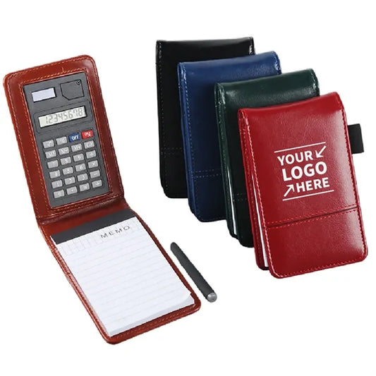 A7 Portable Leather Notebook W/ Calculator And Pen