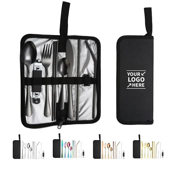 11pcsStainless Steel Portable Utensil Set W/ Case