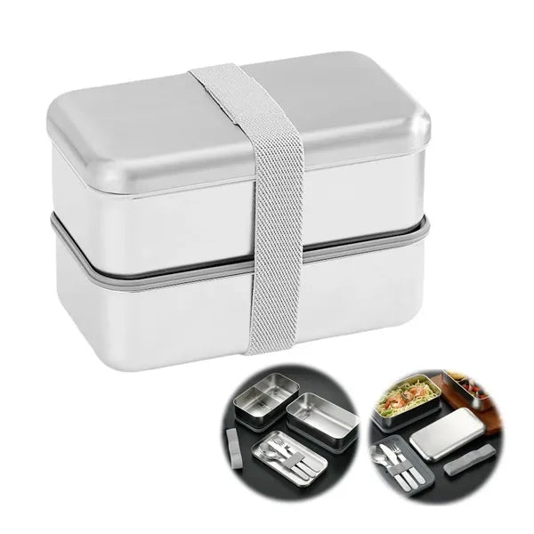 Microwave Safe Stainless Steel Lunch Box W/ Utensils