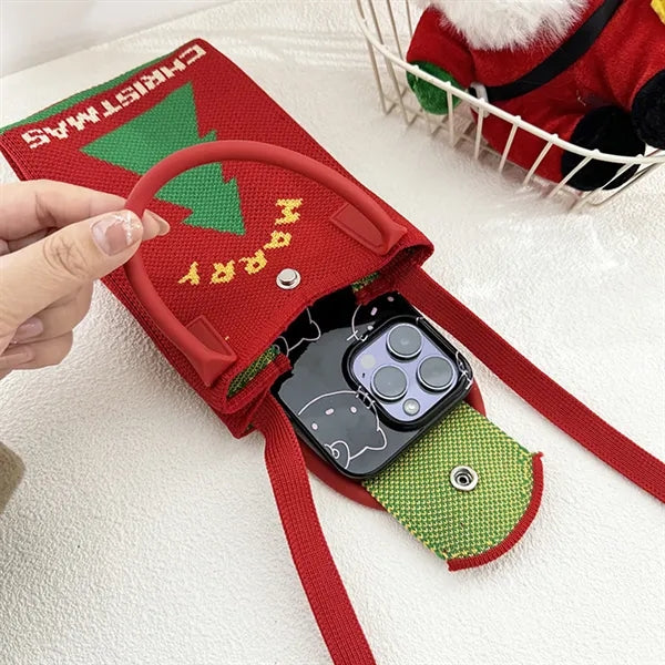 Christmas Knit Candy Tote Bags Phone Crossbody Pouch