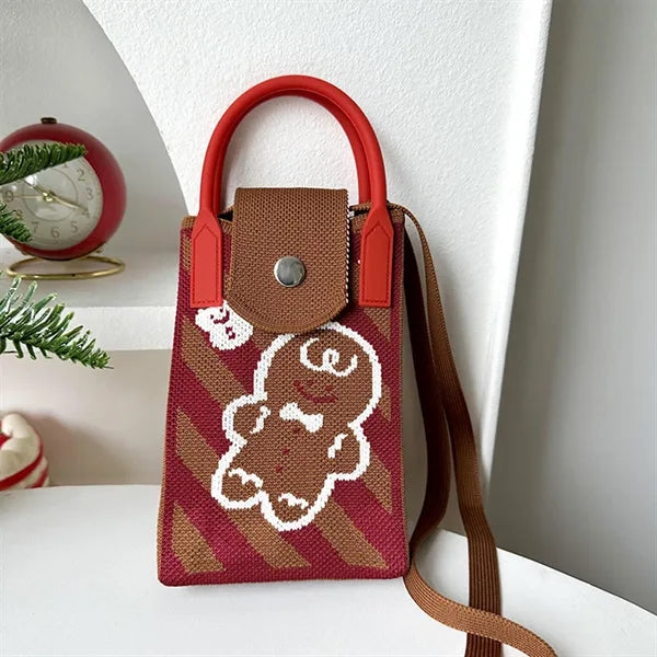 Christmas Knit Candy Tote Bags Phone Crossbody Pouch