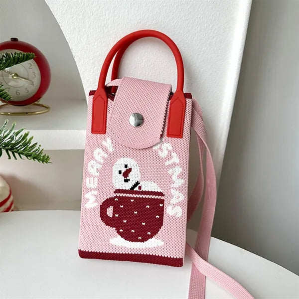 Christmas Knit Candy Tote Bags Phone Crossbody Pouch