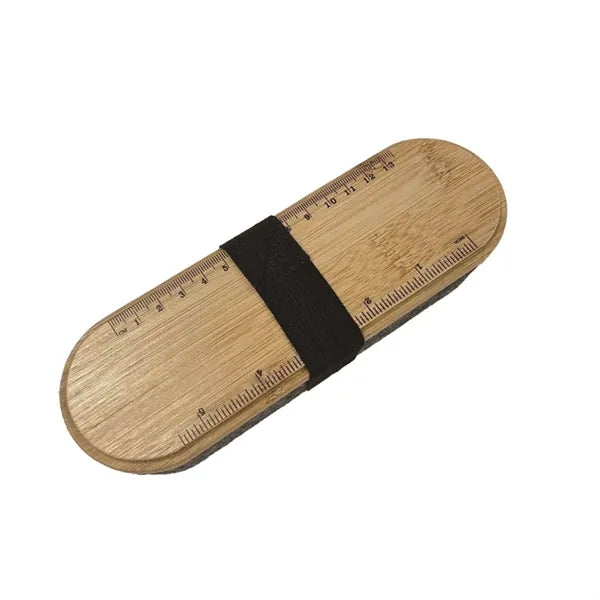Recycled Felt and Bamboo Dual Pencil Stationery Case