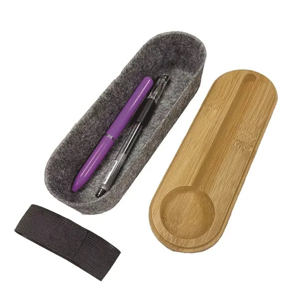Recycled Felt and Bamboo Dual Pencil Stationery Case