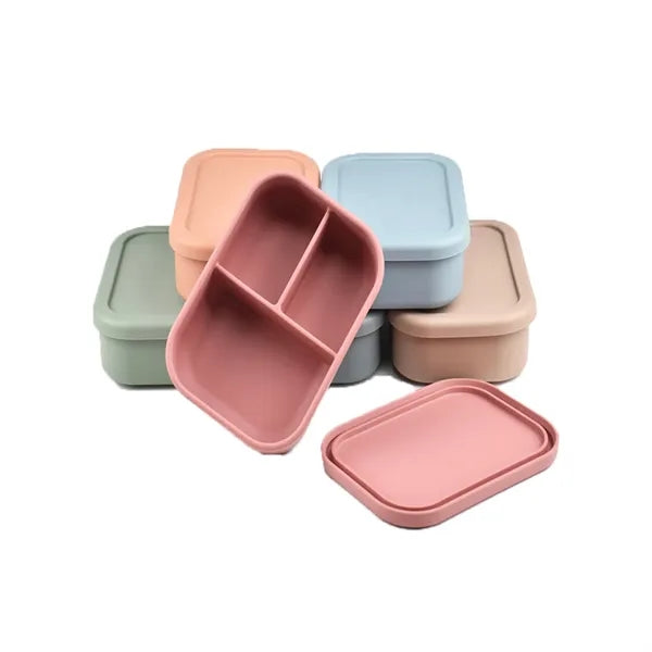 Microwave Safe Silicone Bento Box Set Divided Compartments