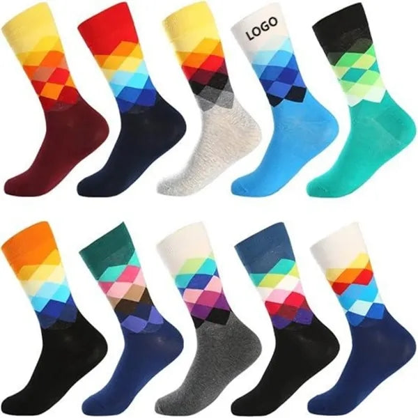 Fun Colorful Cotton Argyle Mens Socks