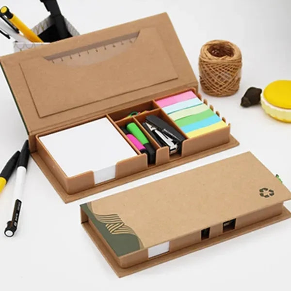 Eco Memo Pad Post Sticky Note holder with pen set