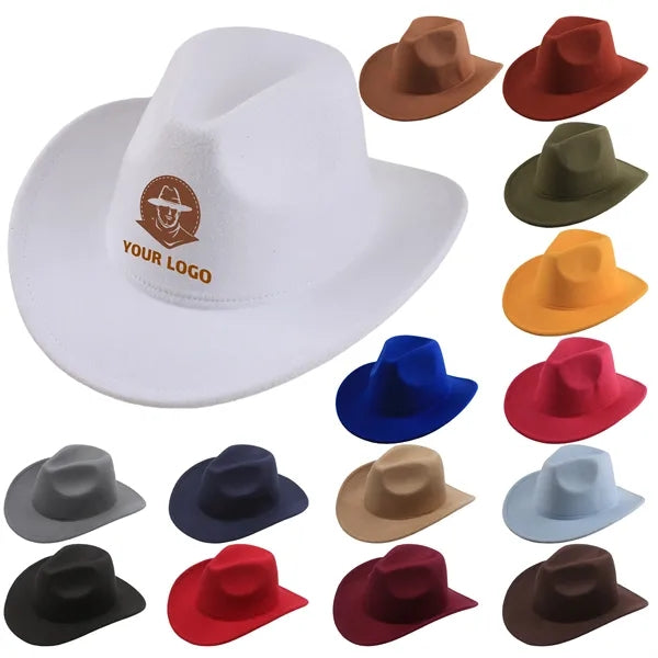 Western Cowboy Felt Hat with Wide Brim