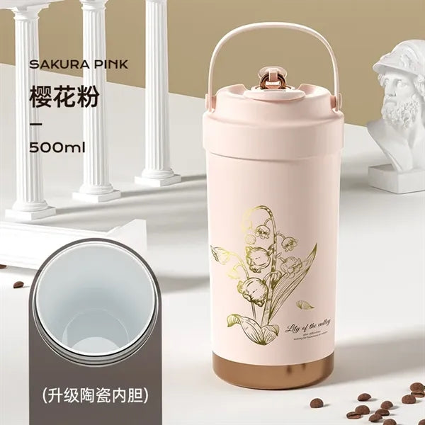 Insulated Stainless Steel travel coffee mug ceramics inner