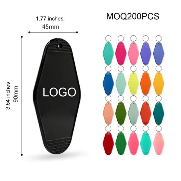 Plastic Retro Blank Motel Keychain Colored Key Ring