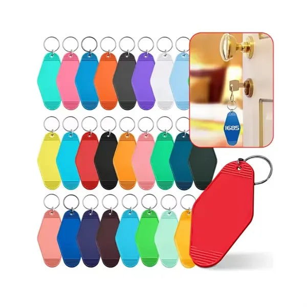 Plastic Retro Blank Motel Keychain Colored Key Ring