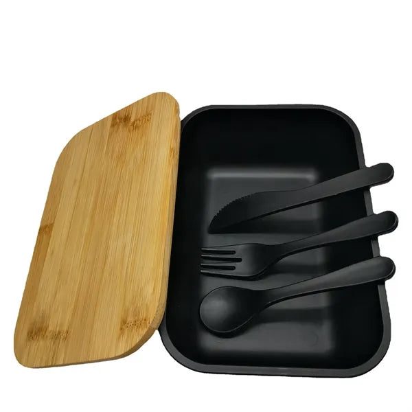 Lunchbox with Bamboo Lid & Cutlery