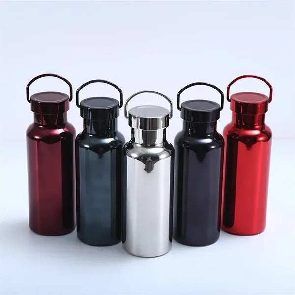 Travel sports metal water bottle with handle lid shining coa