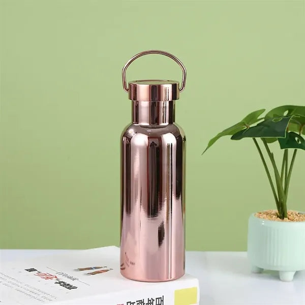 Travel sports metal water bottle with handle lid shining coa