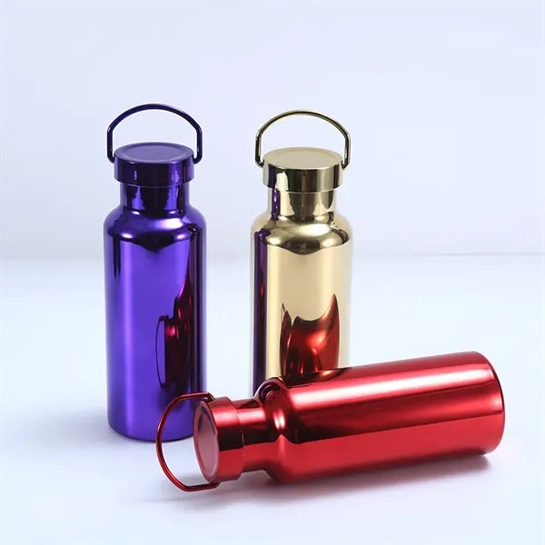 Travel sports metal water bottle with handle lid shining coa