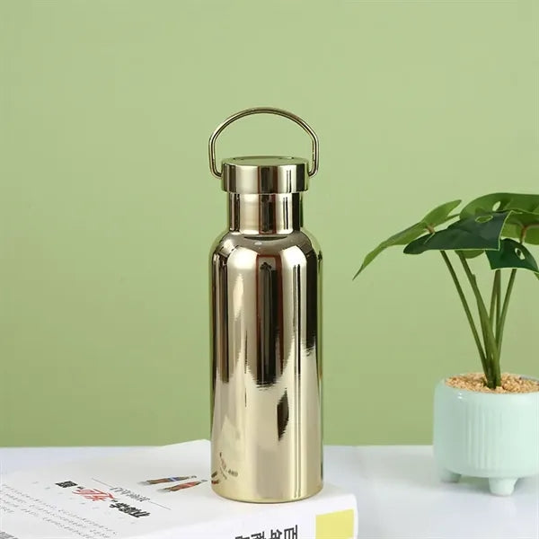 Travel sports metal water bottle with handle lid shining coa