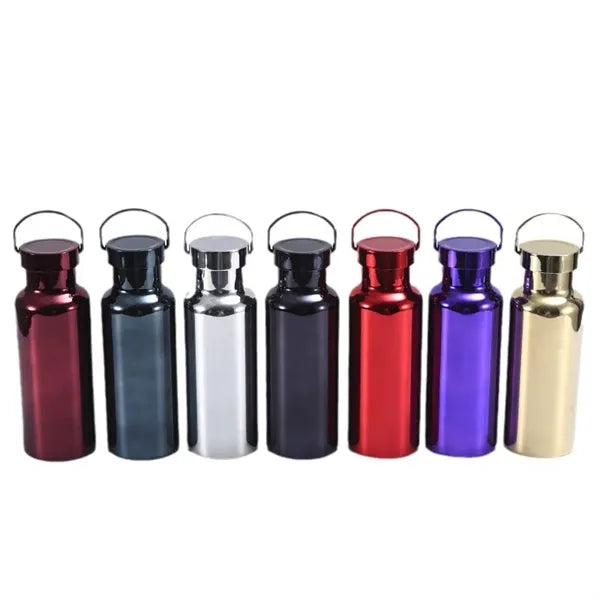Travel sports metal water bottle with handle lid shining coa